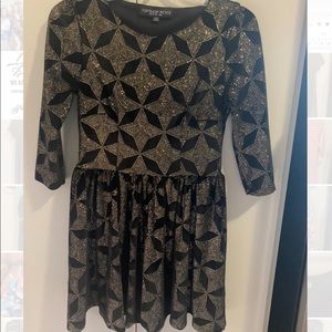 Topshop Gold Glitter Black Skater Dress